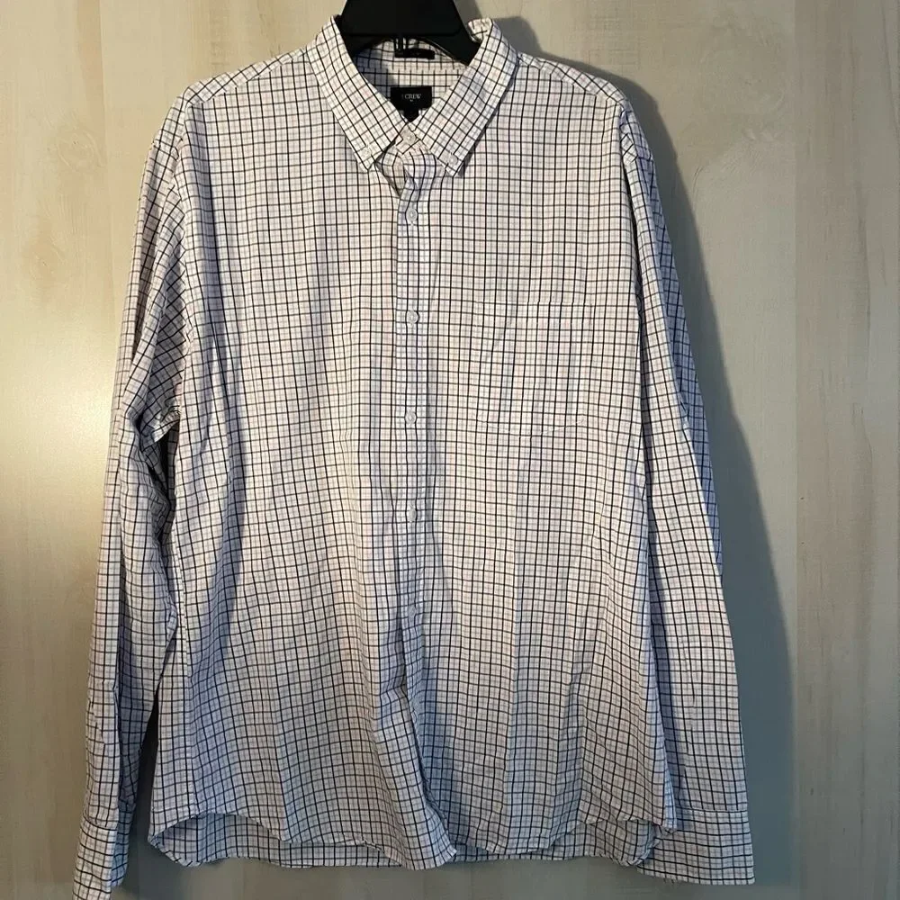 J. Crew long sleeve slim pink blue and white shirt, size XL‎